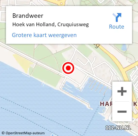 Locatie op kaart van de 112 melding: Brandweer Hoek van Holland, Cruquiusweg op 24 maart 2014 19:49