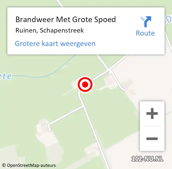 Locatie op kaart van de 112 melding: Brandweer Met Grote Spoed Naar Ruinen, Schapenstreek op 27 februari 2019 11:52