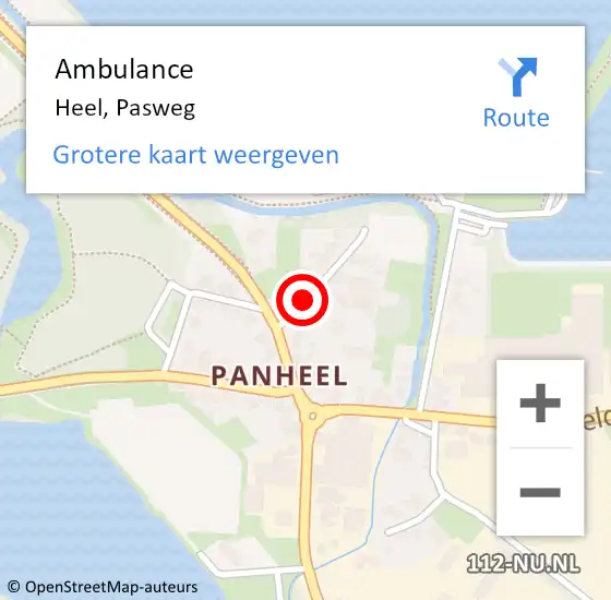 Locatie op kaart van de 112 melding: Ambulance Heel, Pasweg op 27 februari 2019 12:01