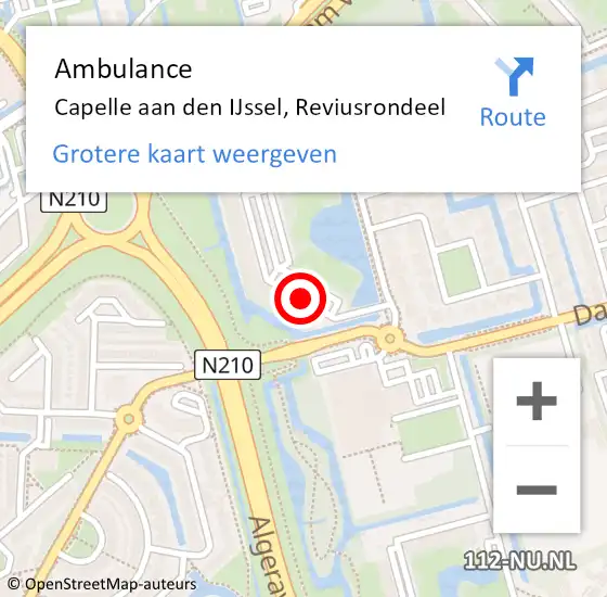 Locatie op kaart van de 112 melding: Ambulance Capelle aan den IJssel, Reviusrondeel op 27 februari 2019 12:28