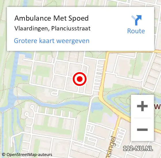 Locatie op kaart van de 112 melding: Ambulance Met Spoed Naar Vlaardingen, Planciusstraat op 27 februari 2019 12:36