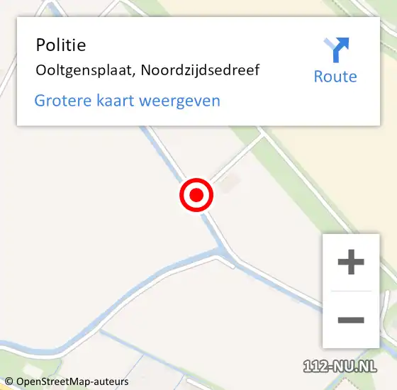 Locatie op kaart van de 112 melding: Politie Ooltgensplaat, Noordzijdsedreef op 27 februari 2019 13:25