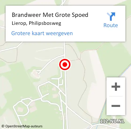 Locatie op kaart van de 112 melding: Brandweer Met Grote Spoed Naar Lierop, Philipsbosweg op 27 februari 2019 13:56