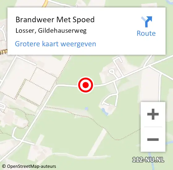 Locatie op kaart van de 112 melding: Brandweer Met Spoed Naar Losser, Gildehauserweg op 27 februari 2019 14:13