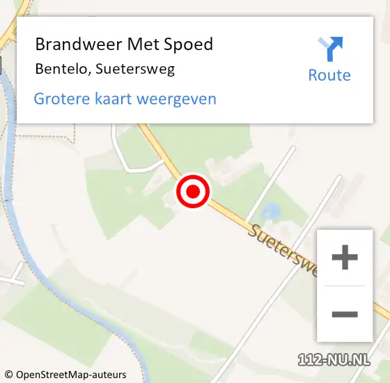 Locatie op kaart van de 112 melding: Brandweer Met Spoed Naar Bentelo, Suetersweg op 27 februari 2019 15:14