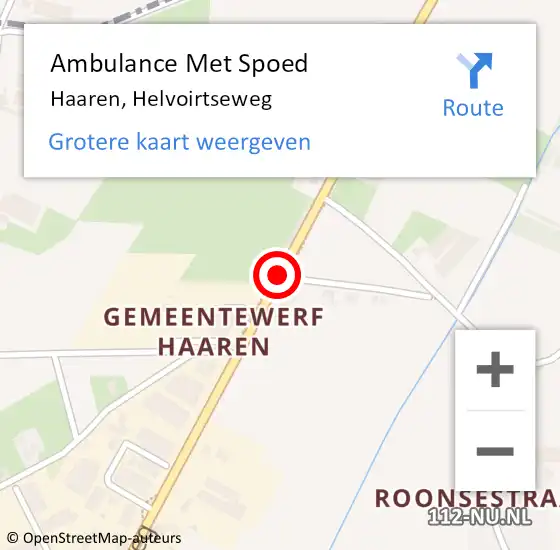 Locatie op kaart van de 112 melding: Ambulance Met Spoed Naar Haaren, Helvoirtseweg op 27 februari 2019 15:43