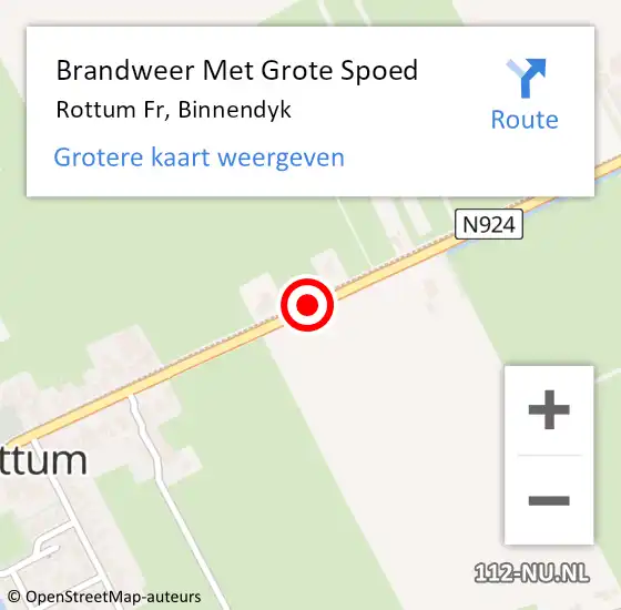 Locatie op kaart van de 112 melding: Brandweer Met Grote Spoed Naar Rottum Fr, Binnendyk op 27 februari 2019 15:45