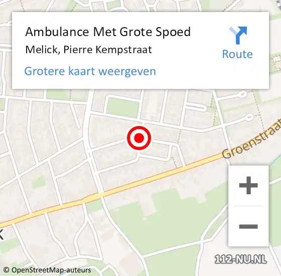 Locatie op kaart van de 112 melding: Ambulance Met Grote Spoed Naar Melick, Pierre Kempstraat op 27 februari 2019 16:11