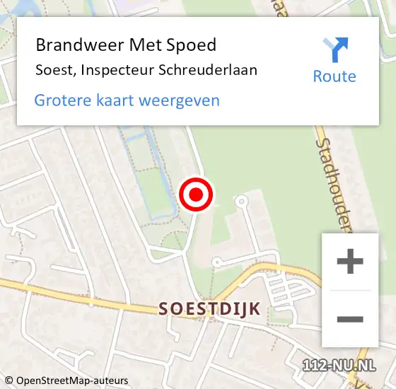 Locatie op kaart van de 112 melding: Brandweer Met Spoed Naar Soest, Inspecteur Schreuderlaan op 27 februari 2019 16:55