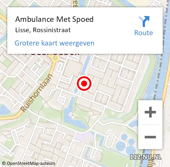 Locatie op kaart van de 112 melding: Ambulance Met Spoed Naar Lisse, Rossinistraat op 27 februari 2019 17:56