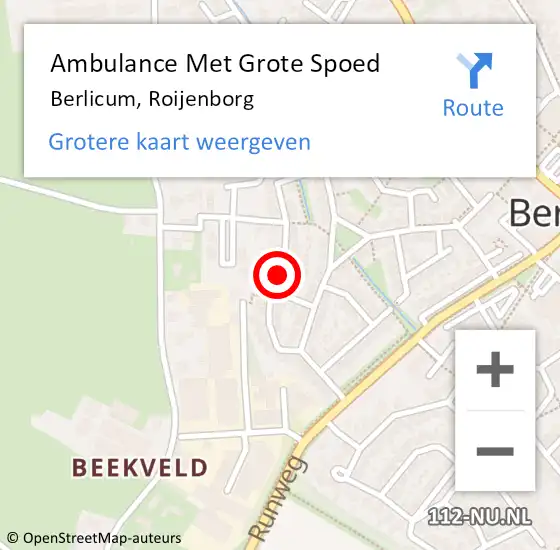 Locatie op kaart van de 112 melding: Ambulance Met Grote Spoed Naar Berlicum, Roijenborg op 27 februari 2019 18:31