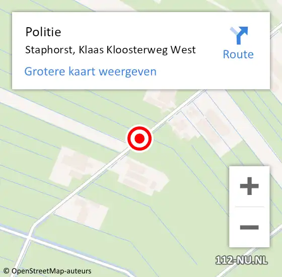 Locatie op kaart van de 112 melding: Politie Staphorst, Klaas Kloosterweg West op 27 februari 2019 18:57