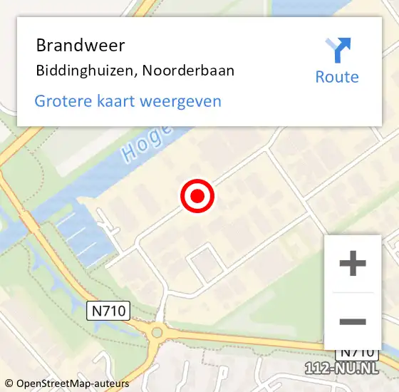 Locatie op kaart van de 112 melding: Brandweer Biddinghuizen, Noorderbaan op 27 februari 2019 19:13