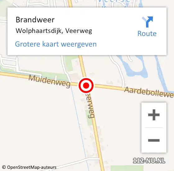 Locatie op kaart van de 112 melding: Brandweer Wolphaartsdijk, Veerweg op 27 februari 2019 19:28