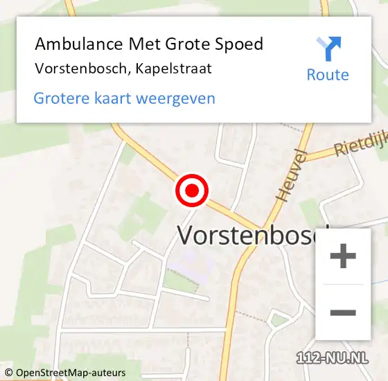 Locatie op kaart van de 112 melding: Ambulance Met Grote Spoed Naar Vorstenbosch, Kapelstraat op 27 februari 2019 19:33