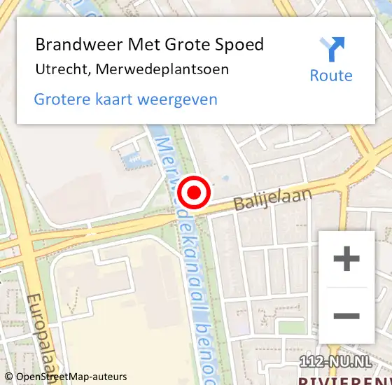 Locatie op kaart van de 112 melding: Brandweer Met Grote Spoed Naar Utrecht, Merwedeplantsoen op 27 februari 2019 20:13