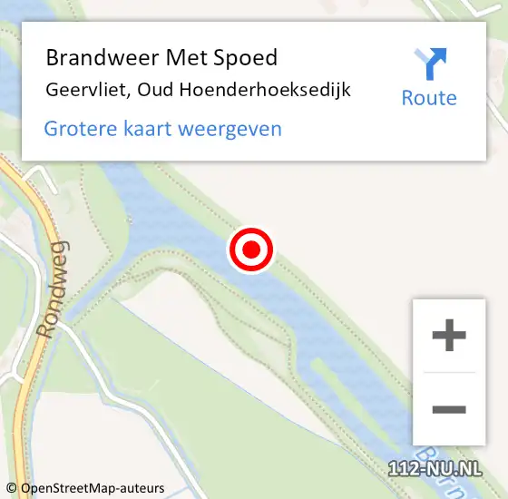 Locatie op kaart van de 112 melding: Brandweer Met Spoed Naar Geervliet, Oud Hoenderhoeksedijk op 27 februari 2019 20:57