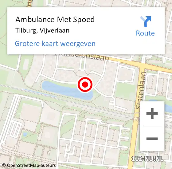 Locatie op kaart van de 112 melding: Ambulance Met Spoed Naar Tilburg, Vijverlaan op 27 februari 2019 20:59