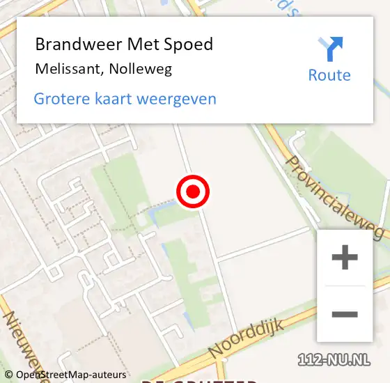 Locatie op kaart van de 112 melding: Brandweer Met Spoed Naar Melissant, Nolleweg op 27 februari 2019 21:03