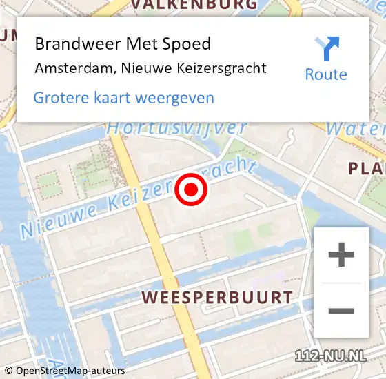 Locatie op kaart van de 112 melding: Brandweer Met Spoed Naar Amsterdam, Nieuwe Keizersgracht op 28 februari 2019 00:01
