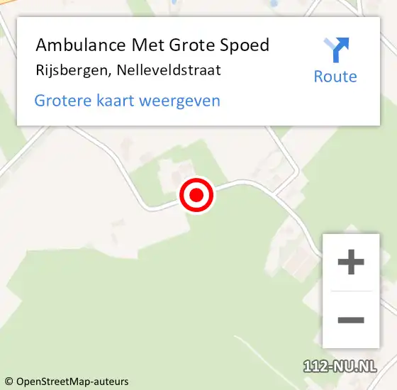 Locatie op kaart van de 112 melding: Ambulance Met Grote Spoed Naar Rijsbergen, Nelleveldstraat op 28 februari 2019 00:01