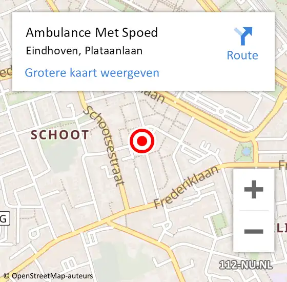 Locatie op kaart van de 112 melding: Ambulance Met Spoed Naar Eindhoven, Plataanlaan op 28 februari 2019 00:09