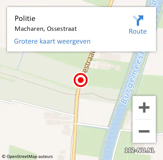 Locatie op kaart van de 112 melding: Politie Macharen, Ossestraat op 28 februari 2019 01:18