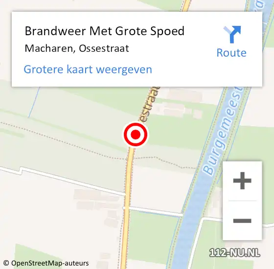 Locatie op kaart van de 112 melding: Brandweer Met Grote Spoed Naar Macharen, Ossestraat op 28 februari 2019 01:18