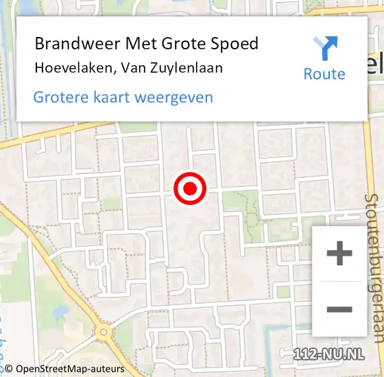 Locatie op kaart van de 112 melding: Brandweer Met Grote Spoed Naar Hoevelaken, Van Zuylenlaan op 28 februari 2019 05:29