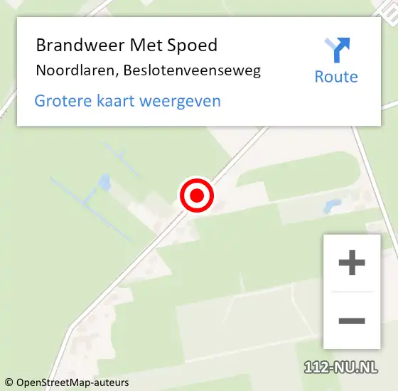 Locatie op kaart van de 112 melding: Brandweer Met Spoed Naar Noordlaren, Beslotenveenseweg op 24 maart 2014 21:57