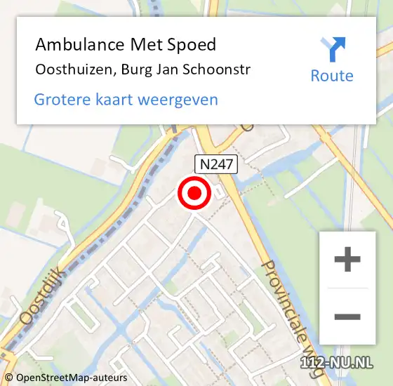 Locatie op kaart van de 112 melding: Ambulance Met Spoed Naar Oosthuizen, Burg Jan Schoonstr op 28 februari 2019 10:33