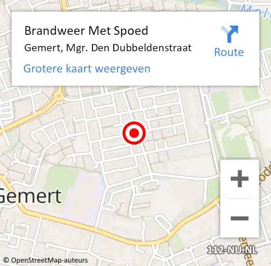 Locatie op kaart van de 112 melding: Brandweer Met Spoed Naar Gemert, Mgr. Den Dubbeldenstraat op 28 februari 2019 12:08