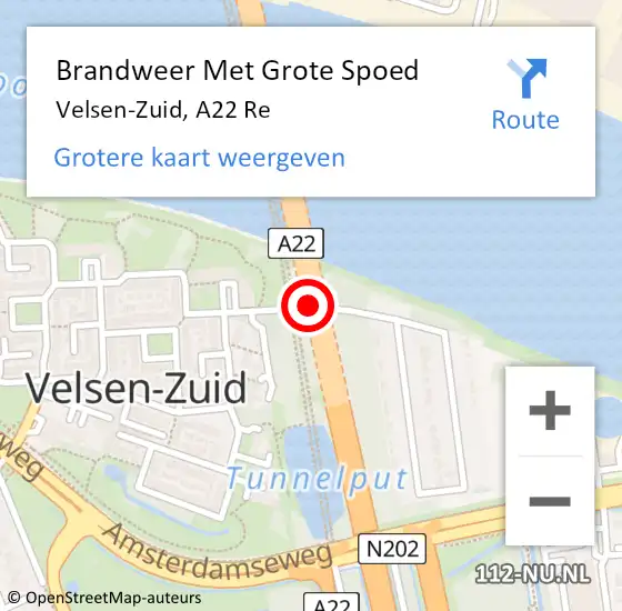 Locatie op kaart van de 112 melding: Brandweer Met Grote Spoed Naar Velsen-Zuid, A22 Re op 28 februari 2019 12:28