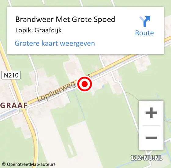 Locatie op kaart van de 112 melding: Brandweer Met Grote Spoed Naar Lopik, Graafdijk op 28 februari 2019 13:07