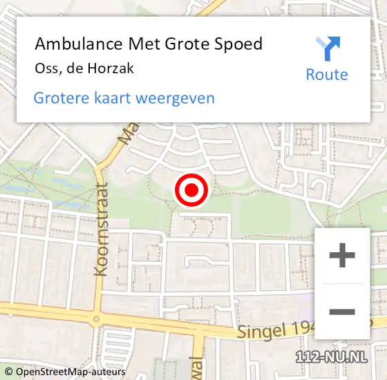 Locatie op kaart van de 112 melding: Ambulance Met Grote Spoed Naar Oss, de Horzak op 28 februari 2019 14:02