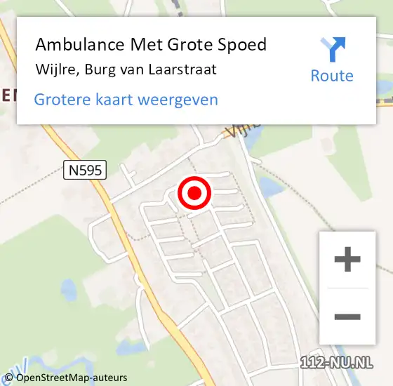 Locatie op kaart van de 112 melding: Ambulance Met Grote Spoed Naar Wijlre, Burg van Laarstraat op 24 maart 2014 22:56