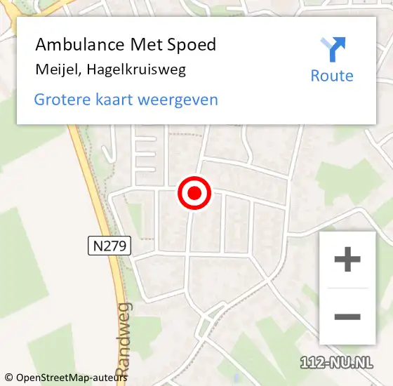 Locatie op kaart van de 112 melding: Ambulance Met Spoed Naar Meijel, Hagelkruisweg op 28 februari 2019 14:08