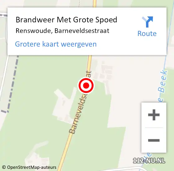 Locatie op kaart van de 112 melding: Brandweer Met Grote Spoed Naar Renswoude, Barneveldsestraat op 28 februari 2019 14:29