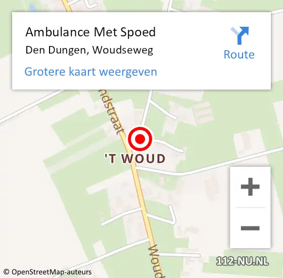 Locatie op kaart van de 112 melding: Ambulance Met Spoed Naar Den Dungen, Woudseweg op 28 februari 2019 14:38