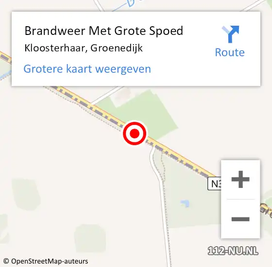 Locatie op kaart van de 112 melding: Brandweer Met Grote Spoed Naar Kloosterhaar, Groenedijk op 28 februari 2019 14:49