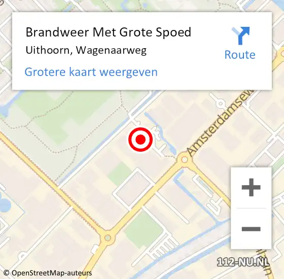 Locatie op kaart van de 112 melding: Brandweer Met Grote Spoed Naar Uithoorn, Wagenaarweg op 24 maart 2014 23:04