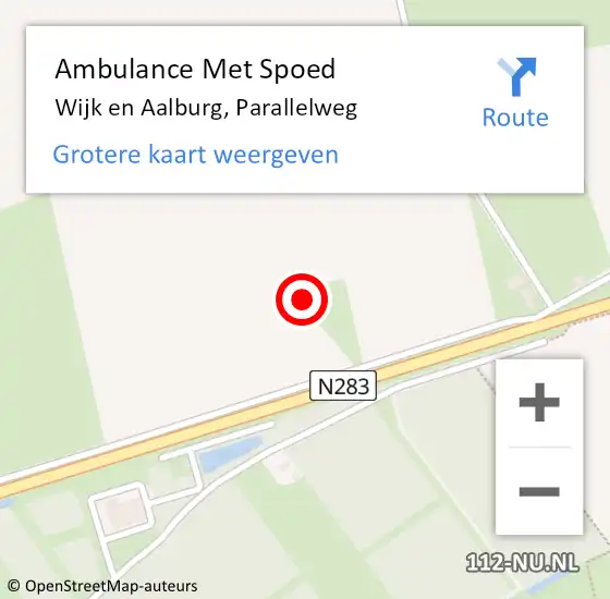 Locatie op kaart van de 112 melding: Ambulance Met Spoed Naar Wijk en Aalburg, Parallelweg op 28 februari 2019 15:08