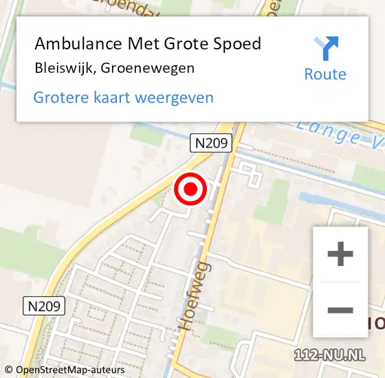 Locatie op kaart van de 112 melding: Ambulance Met Grote Spoed Naar Bleiswijk, Groenewegen op 28 februari 2019 15:16