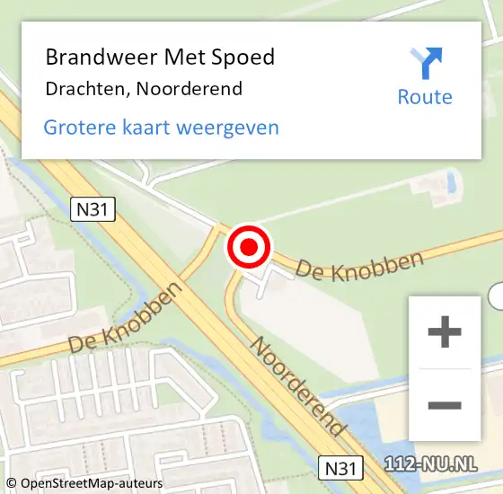 Locatie op kaart van de 112 melding: Brandweer Met Spoed Naar Drachten, Noorderend op 28 februari 2019 16:07