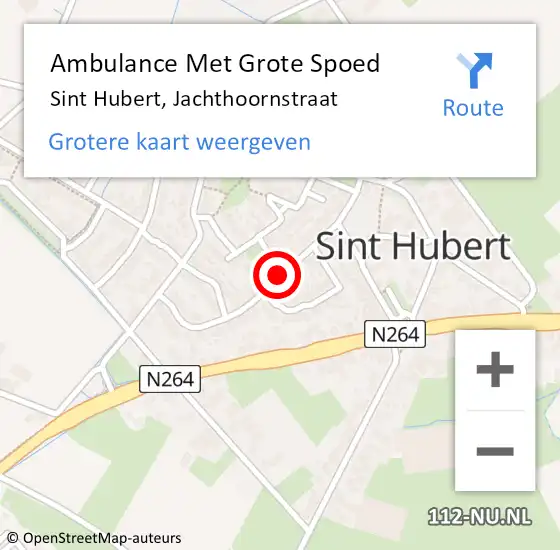 Locatie op kaart van de 112 melding: Ambulance Met Grote Spoed Naar Sint Hubert, Jachthoornstraat op 28 februari 2019 17:02