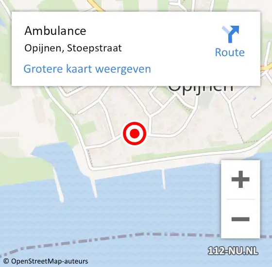 Locatie op kaart van de 112 melding: Ambulance Opijnen, Stoepstraat op 28 februari 2019 17:45