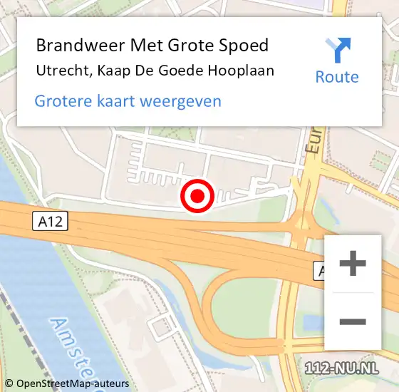 Locatie op kaart van de 112 melding: Brandweer Met Grote Spoed Naar Utrecht, Kaap De Goede Hooplaan op 28 februari 2019 18:59