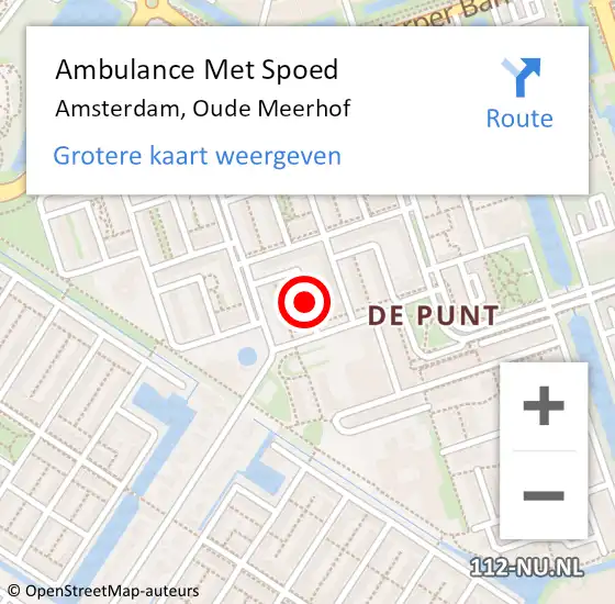 Locatie op kaart van de 112 melding: Ambulance Met Spoed Naar Amsterdam, Oude Meerhof op 28 februari 2019 19:54