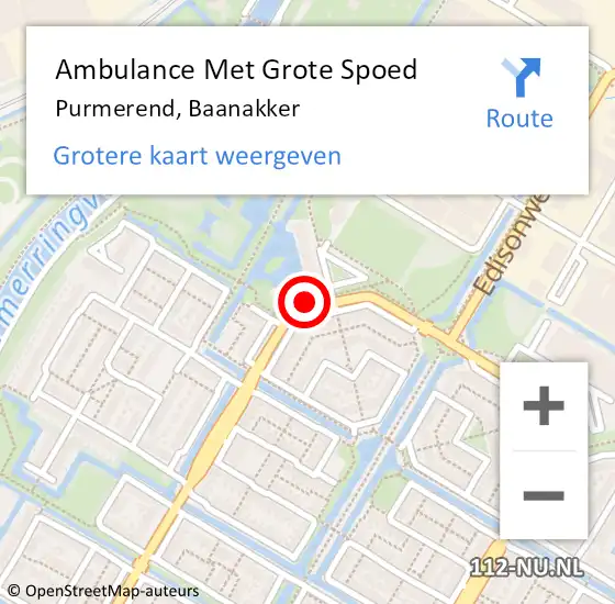 Locatie op kaart van de 112 melding: Ambulance Met Grote Spoed Naar Purmerend, Baanakker op 28 februari 2019 21:25