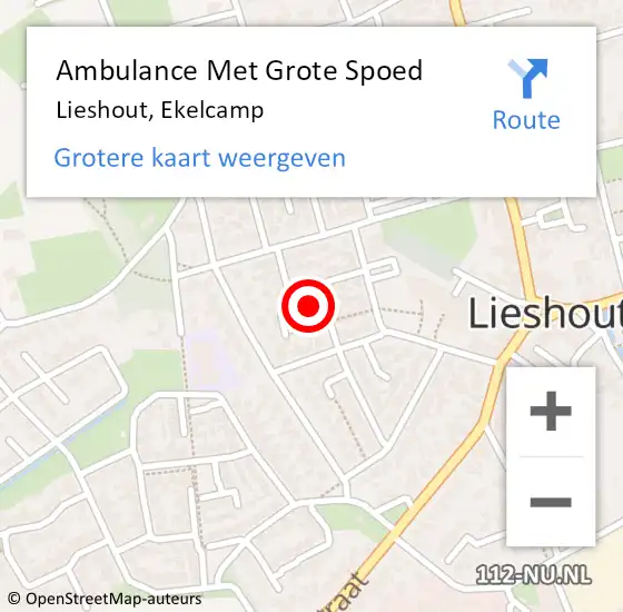 Locatie op kaart van de 112 melding: Ambulance Met Grote Spoed Naar Lieshout, Ekelcamp op 28 februari 2019 22:06